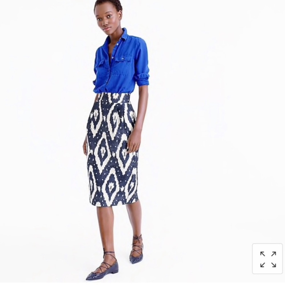 J. Crew Ikat Midi Pencil Skirt